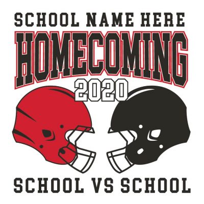 School Vs School Homecoming Two Football Helmets Face Off Customizable Homecoming T-Shirt