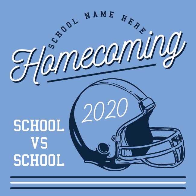 Football Helmet Graphic With 3 Lines below School Vs School Customizable Homecoming T-Shirt