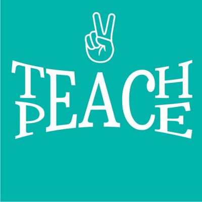 Teach Peace With Peace Sign Hand Customizable Teacher T-Shirt